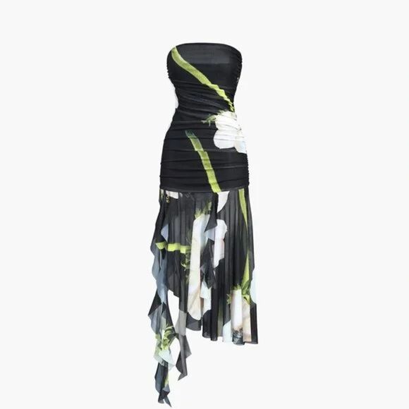 Commense Gardenia Floral Mesh Midi Dress. Size M. - Picture 5 of 8